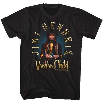 Jimi Hendrix 1960s Psychedelic Musical Icon Voodoo Child Black Adult T-Shirt Tee
