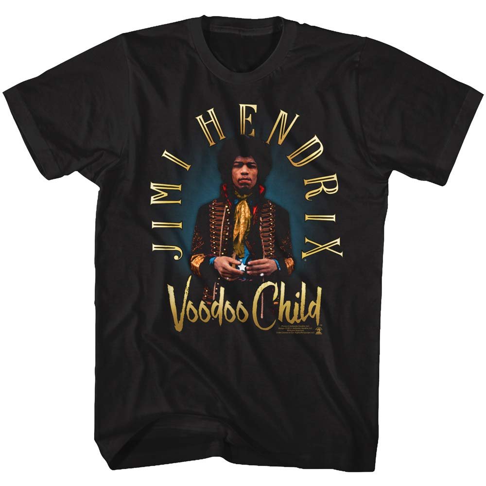 Jimi Hendrix 1960s Psychedelic Musical Icon Voodoo Child Black Adult T-Shirt Tee