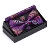 GUSLESON Pre-tied Men's Bow Ties Purple Paisley Bow Tie and Pocket Square With Cufflinks Set(0581-06) view 2