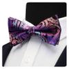 GUSLESON Pre-tied Men's Bow Ties Purple Paisley Bow Tie and Pocket Square With Cufflinks Set(0581-06) view 4