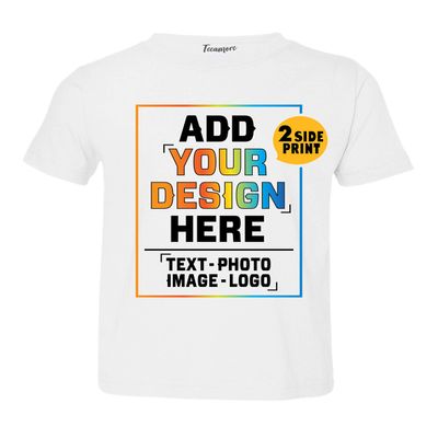 Custom T Shirt Toddler Girl Boy Design Your Own Text Image Photo Personalized T-Shirt 2 Sided White