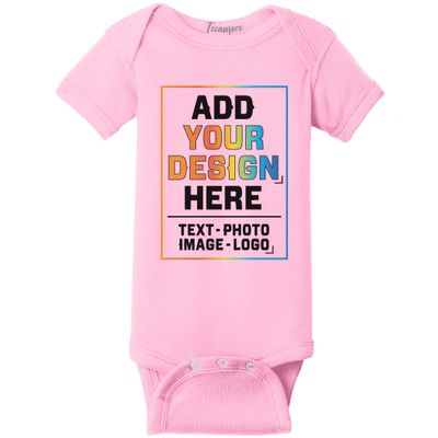 TEEAMORE Custom Bodysuits for Baby Personalized Bodysuit Design Your Own Add Your Text Image Pink