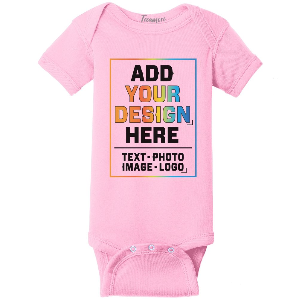 TEEAMORE Custom Bodysuits for Baby Personalized Bodysuit Design Your Own Add Your Text Image Pink