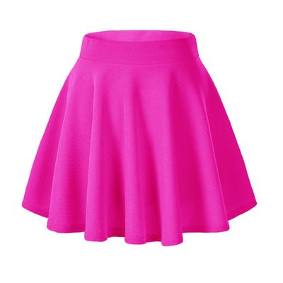 Afibi Casual Mini Stretch Waist Flared Plain Pleated Skater Skirt (XX-Large, Coral)