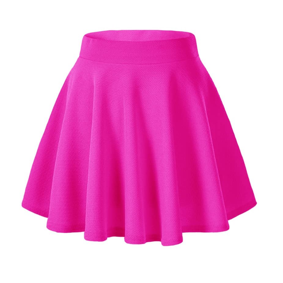 Afibi Casual Mini Stretch Waist Flared Plain Pleated Skater Skirt (XX-Large, Coral)