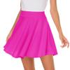 Afibi Casual Mini Stretch Waist Flared Plain Pleated Skater Skirt (XX-Large, Coral) view 2