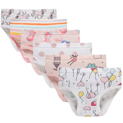 Boboking Girls Soft Cotton Panties Little Girls Briefs Toddler Underwear (Pack of 6) 12yrs White Light-pink