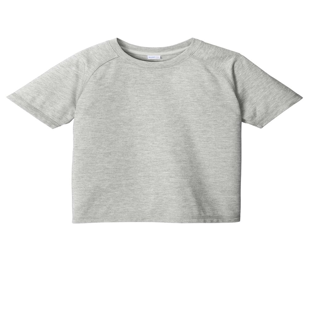 SPORT-TEK Youth PosiCharge Tri-Blend Wicking Raglan Tee Light Grey Heather