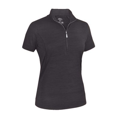Monterey Club Women's Melange Jersey Performance Sport Top #2362 (Black, X-Large)