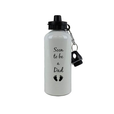 CustomGiftsNow Soon to be a Dad - Aluminum 20 Ounce Summer White Sport Water Bottle, 2 Lids