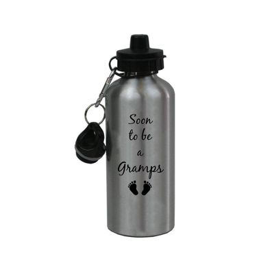 CustomGiftsNow Soon to be a Gramps - Aluminum 20 Ounce Summer Silver Sport Water Bottle, 2 Lids
