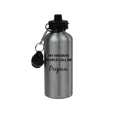 CustomGiftsNow My Favorite People Call Me Peepaw - 20 Ounce Summer Silver Golf Aluminum Sport Water Bottle with 2 Lids