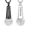 zeqingjw Microphone Cremation Jewelry for Ashes Urn Pendant Necklace with Crystal Stainless Steel Keepsake Memorial Ash Jewelry (Customize) view 1