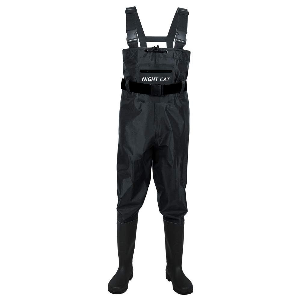 Night Cat Fishing Wader for Men Women Waterproof Hunting Chest Wader with Boots Belt Breathable Lightweight Black Size 14