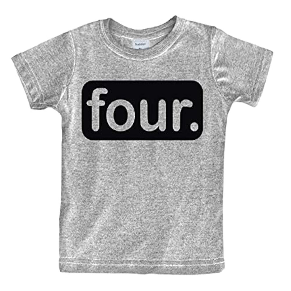 4th Birthday Shirt boy Gifts for 4 Year Old Boys Shirts Toddler Tshirt Fourth (Light Gray, 4 Years)