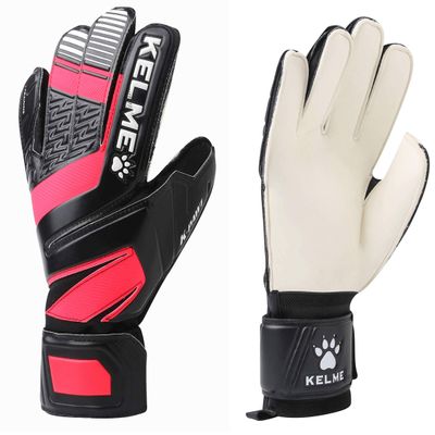 KELME Soccer Goalkeeper Gloves - Professional Goalie Glove Unisex - Football GK Gloves Super Grip Latex Finger Protection (Black/Red, Size 5 (Youth))