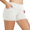 baleaf Workout Shorts Women 5" Biker Yoga Gym Spandex Running Volleyball Compression Short with Pockets White M view 1