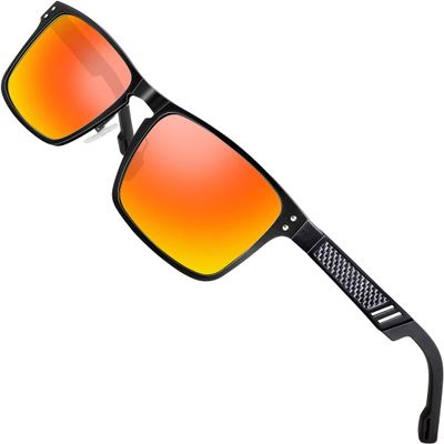 ATTCL Polarized UV Protection Fishing golf Driving Sunglasses for Men Al-Mg Metal Frame Ultra Light 6500 Red