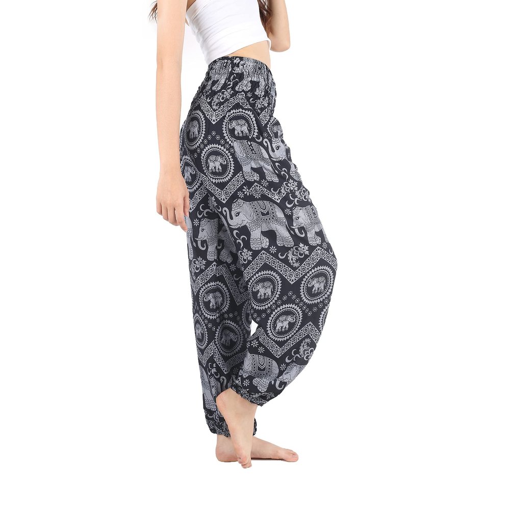 Boho Pants 2-Pocket Flowy Harem Pants Women for Yoga Travel Hippie Clothes
