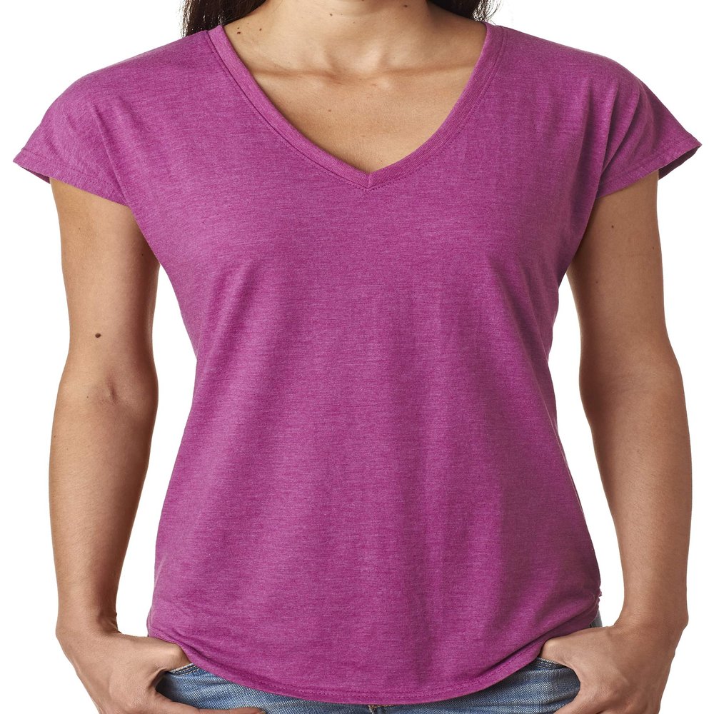 Yoga Clothing For You Ladies Hot V-Neck Tee Shirt (Womens Extra Small, Heather Raspberry)