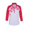 Monterey Club Women's Wild Roses Stamp Contrast 3/4 Sleeve Top #2386 (Red/White, Large) view 1