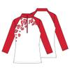 Monterey Club Women's Wild Roses Stamp Contrast 3/4 Sleeve Top #2386 (Red/White, Large) view 2