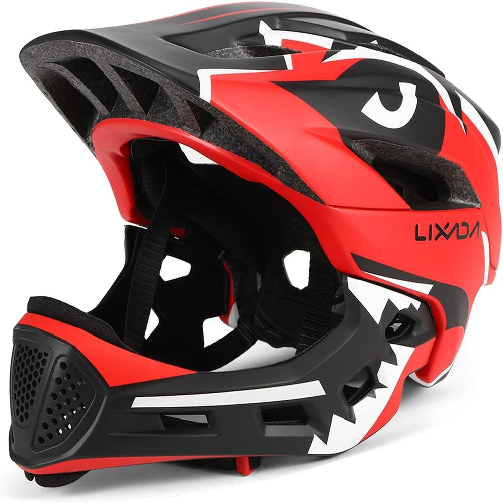 Lixada Kids Bike Helmet Adjustable Detachable Full Face Helmet for Cycling Helmet for Children Bicycle, Skateboard, Scooter, Protective Gear (20.5-22 Inches)