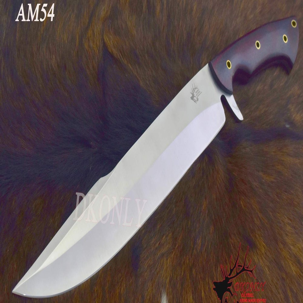 DKONLY-BLADES USA Collector's Edition: 17" Custom Handmade D2 Steel Full Tang MUSSO Style Hunting Knife with Micarta Handle & Leather Sheath (AM54)