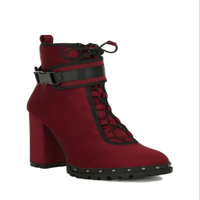 Pazzle Stylish 18 Womens Waterproof Chunky Heel Platform Drawstring Lug Sole Snow Boots (8.5, Burgundy)