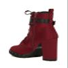 Pazzle Stylish 18 Womens Waterproof Chunky Heel Platform Drawstring Lug Sole Snow Boots (8.5, Burgundy) view 3