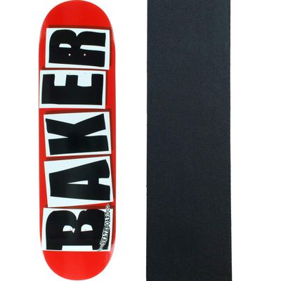 Baker Skateboard Deck Brand Logo Red/Black 7.88" with Grip