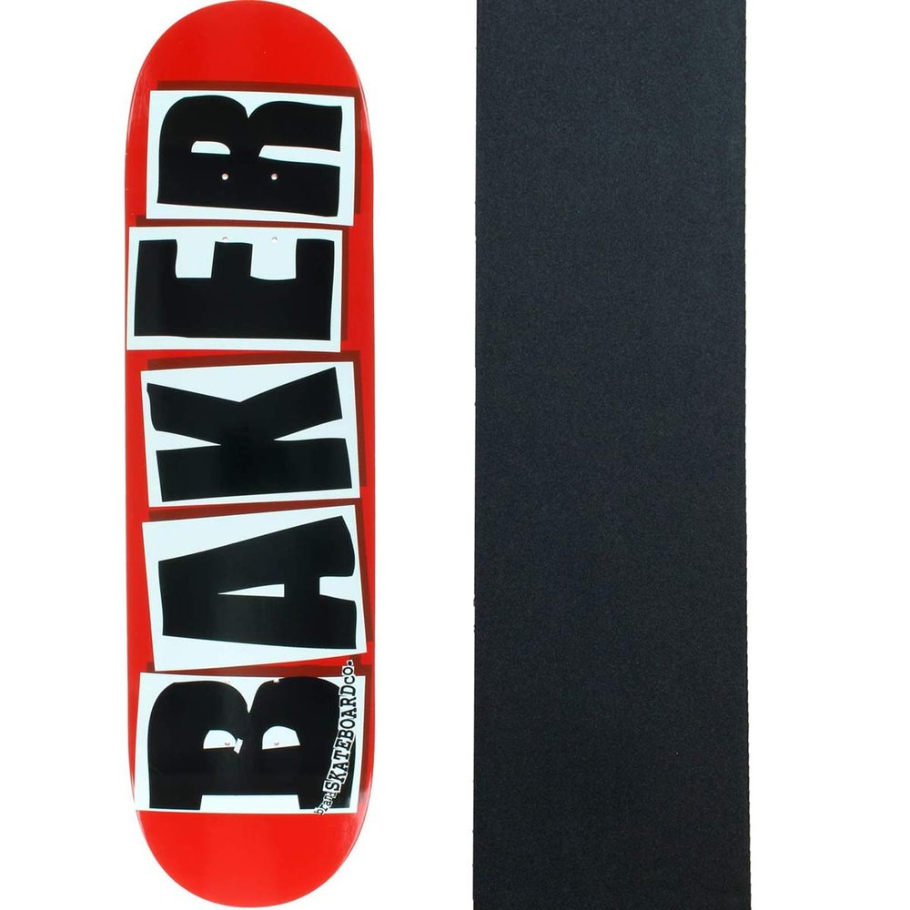 Baker Skateboard Deck Brand Logo Red/Black 7.88" with Grip