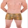 Revolver Fashion / Funstigators Festival Clothing: Men's Holographic Brief Booty Shorts With Front Pouch - Made in USA (X-Large, Holo Snake Gold) view 1