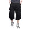 MAGNIVIT Mens Capri Long Twill Elastic Cargo Shorts Below Knee 3/4 Cargo Shorts Cotton Relaxed Fit Casual Multi-Pocket Black 34 view 2