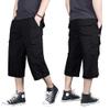 MAGNIVIT Mens Capri Long Twill Elastic Cargo Shorts Below Knee 3/4 Cargo Shorts Cotton Relaxed Fit Casual Multi-Pocket Black 38 view 3