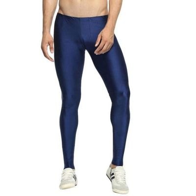 E-Holistic LifeStyle Men's Coloured Nylon Fitness Fast-Drying Tights Leggings Dark Blue
