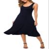 Urban CoCo Women's U-Neck Sleeveless Flared Midi Dress Summer Swing T-Shirt Dresses (Navy Blue, S) view 1