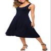 Urban CoCo Women's U-Neck Sleeveless Flared Midi Dress Summer Swing T-Shirt Dresses (Navy Blue, S) view 4