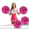 Ueerdand Pack of 4 Cheerleading Pom Poms Foil Plastic Metallic Cheerleader Pom Poms for Cheer Sport Kids Adults Team Spirit Cheering (Rose Red) view 1