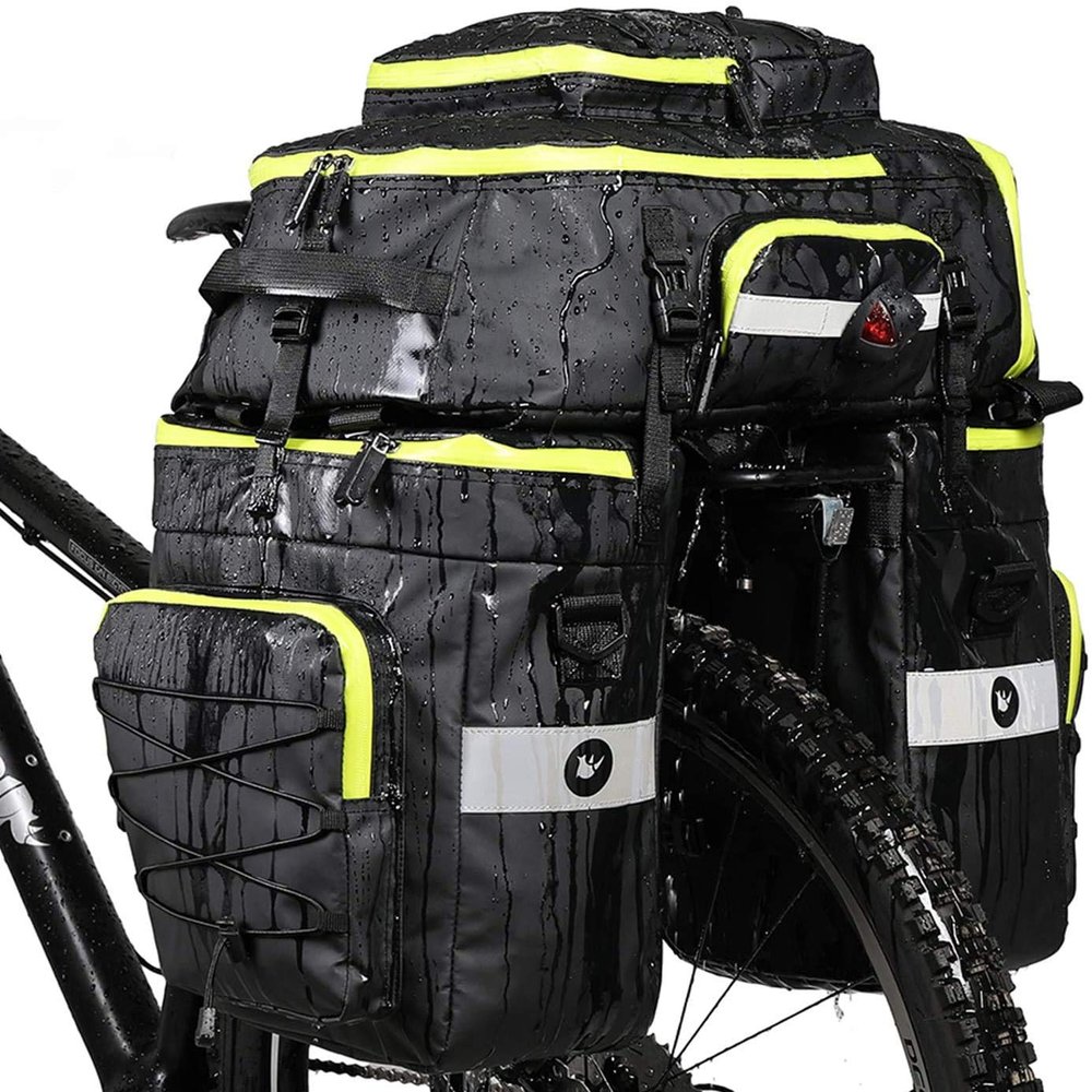 HUNTVP 3 in 1 Multifuctional Bicycle Expedition Touring Cam Pannier Bag (Fluorescent green)