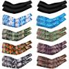 Bememo 10 Pairs Unisex Arm Sleeves for Men Women Elastic UV Protection Arm Cover Ice Silk Cooling Sleeves for Outdoor Driving(Camouflage, Black) view 2