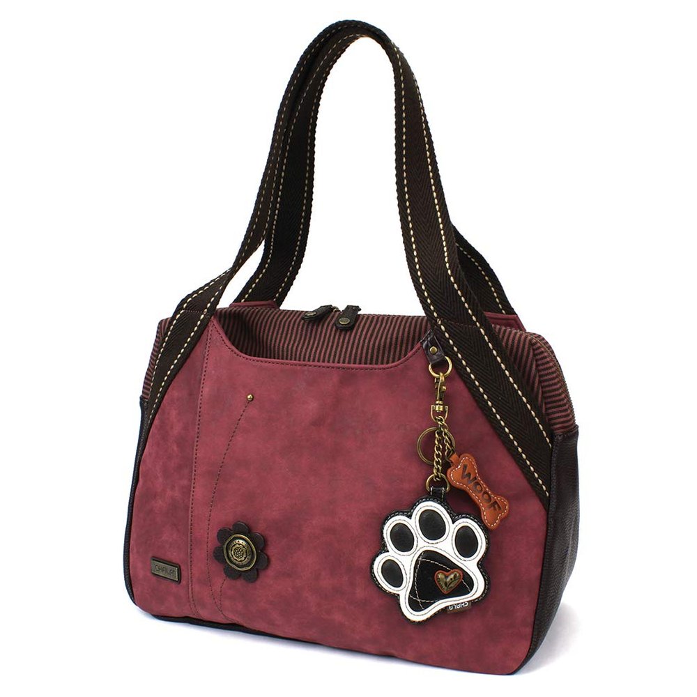 Chala Bowling Bag Burgundy - PawPrint B&W