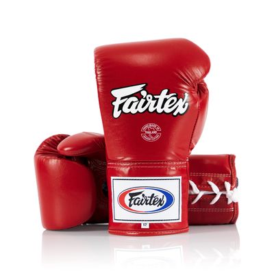 Fairtex BGL6 Handmade Leather Gloves| Optimal fist Closure with a Locked-Thumb Design| Premium Leather |Triple-Layered Foam |Lace-up Closure. Ideal for Boxing, MMA, and Kickboxing.(Red/12oz)