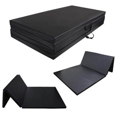 Geniqua Gymnastics Mat Folding Fitness Yoga Stretching Workout Exercise Portable Carrying Tumble Mat Black