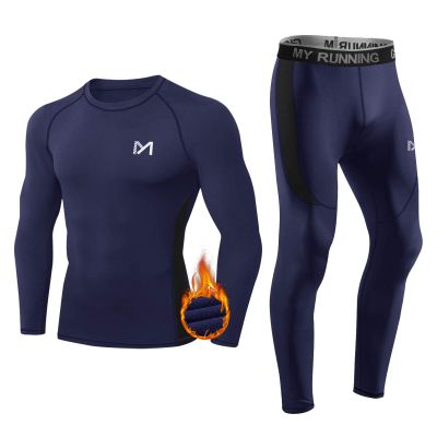 MEETYOO mens Men's Thermal Underwear Set Undershirt, Blue, Medium US
