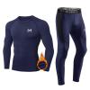 MEETYOO mens Men's Thermal Underwear Set Undershirt, Blue, Medium US view 1