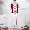 Freebily Kids Girls Romantic Ballet Dance Tutu Dress Costume Lacework Velvet Long Ballerina Skating Dress Summer Dress Burgundy 5-6 view 2