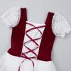 Freebily Kids Girls Romantic Ballet Dance Tutu Dress Costume Lacework Velvet Long Ballerina Skating Dress Summer Dress Burgundy 5-6 view 4