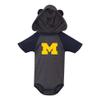 UGP Campus Apparel Michigan Wolverines Primary Logo Hooded Bear Ears Creeper Bodysuit - Newborn - Vintage Navy view 1