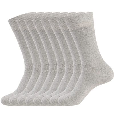 WANDER Men's Solid Dress Socks Cotton Men 8 Pairs Trouser Thin Classic Socks (Shoe Size:13-15, 8 Pairs Grey)